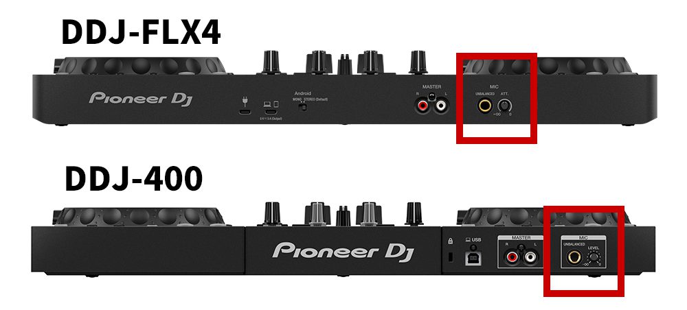 DDJ-FLX4とDDJ-400のマイク端子